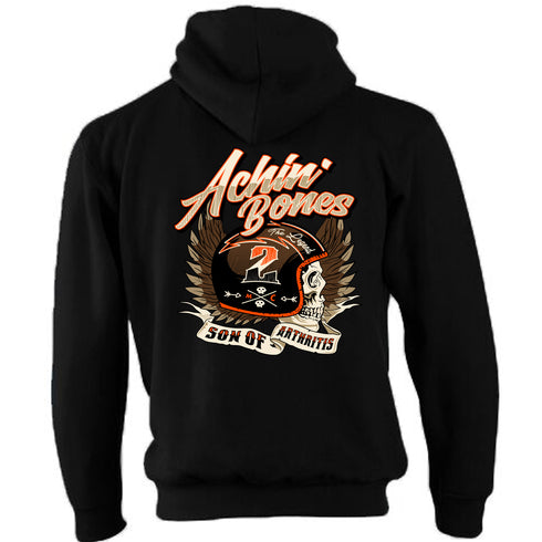 Biker Hoody Hoodie Vintage Motorcycle Classic Bike Custom Chopper Achin Bones